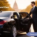 Professional chauffeur opening the door of a black luxury sedan in Washington, DC, representing Atlas Limousine and Sedan’s reliable and classy service.