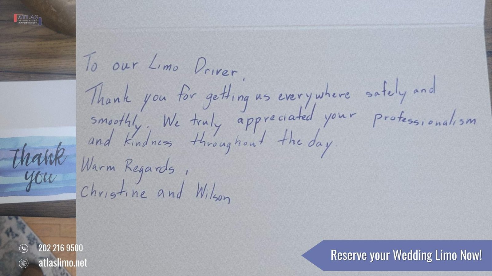 Luxury limousine fleet parked for a birthday party event in Stafford VA at night