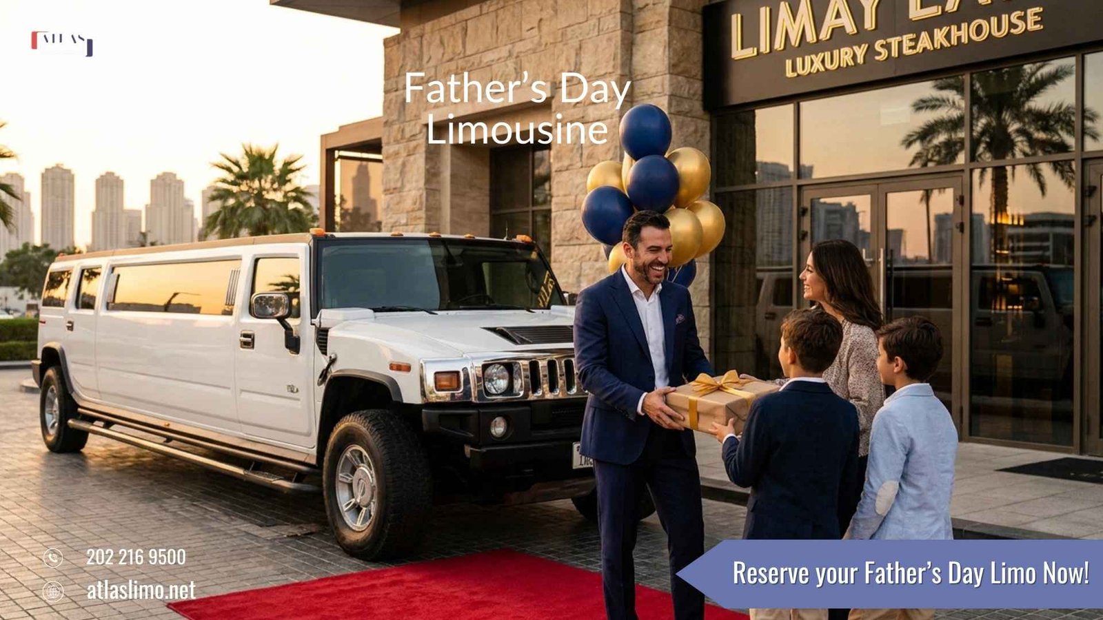 Atlas Limousine Father’s Day limousine service providing luxury transportation for family celebrations and special occasions