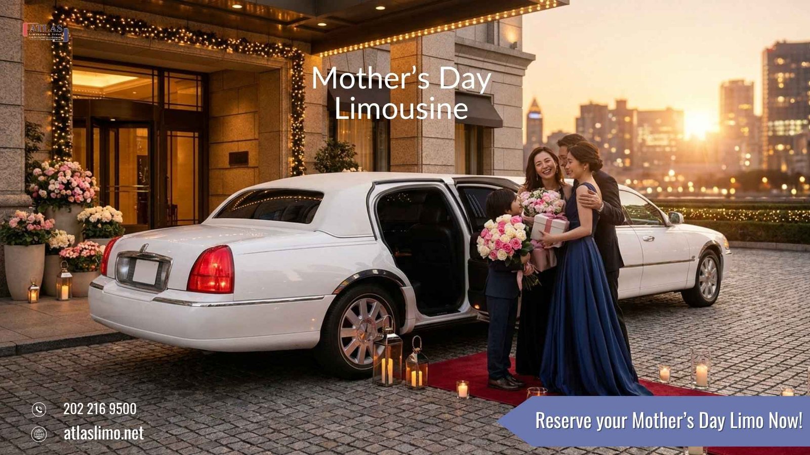 Atlas Limousine Mother’s Day limousine service offering luxury transportation for family celebrations and special moments