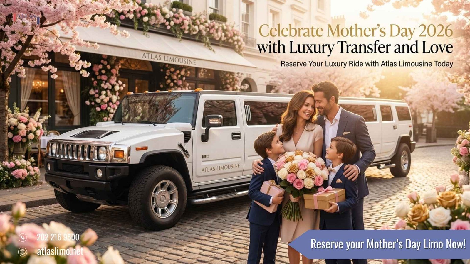 Atlas Limousine Mother’s Day 2026 luxury transfer service celebrating love, elegance, and family moments