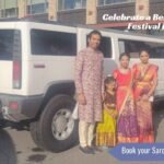 Atlas Limousine luxury transportation for a beautiful saree festival celebration with elegant cultural attire and chauffeur service