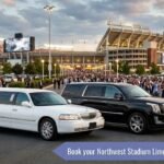 Atlas Limousine and Sedan white stretch limousine and black luxury SUV providing game day transportation to Northwest Stadium