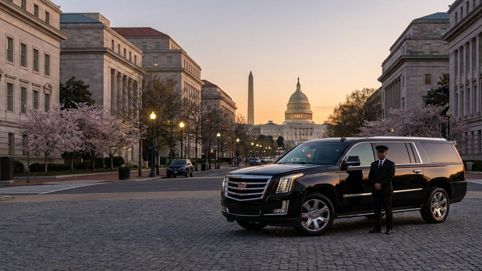 Luxury limousine tour in Washington DC with the U.S. Capitol and Washington Monument