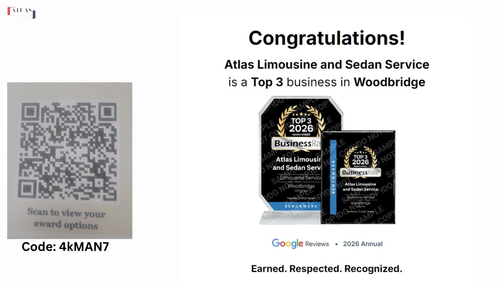 Atlas Limousine and Sedan Service recognized as a Top 3 limousine service in Woodbridge, Virginia in 2026